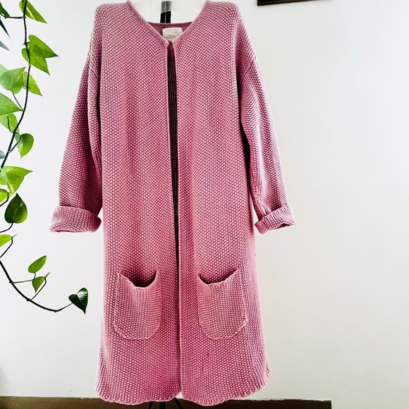 🇩🇰 Light Pink Long Cotton Cardigan Denmark - Picture 1 of 10
